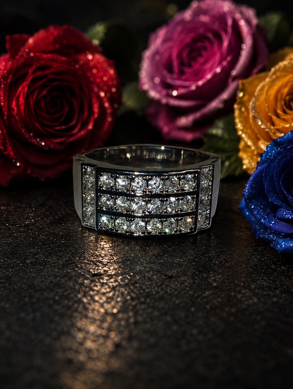 COPY - iced out diamond studded pinky ring size 10 filled with cz stones
